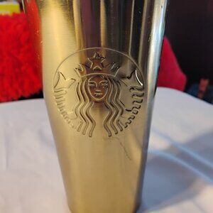 Starbucks Gold Stainless Steel Tumbler – 16 oz – Embossed Siren Logo